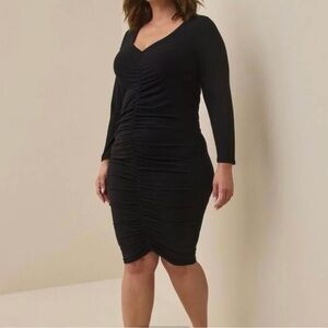 Torrid Black Ruched V-Neck Bodycon Dress - 2x